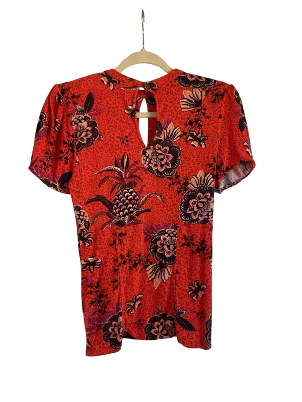 Free People “Hear Me Roar” Floral Keyhole Blouse – Size S - Picture 7 of 8